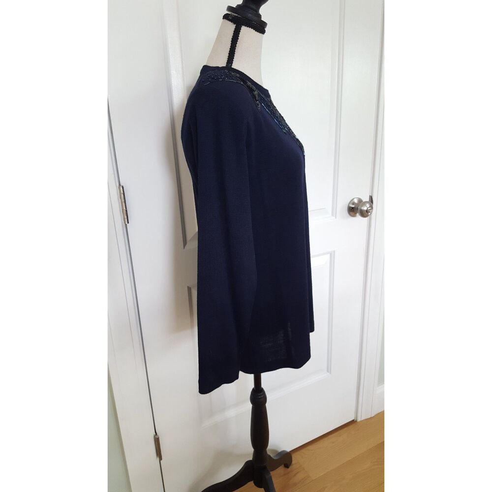 Liz Claiborne Vtg. Knit Sweater‎ Navy Sequin Pullover Geometric 90s Sm, Y2k Glam - Picture 7 of 9